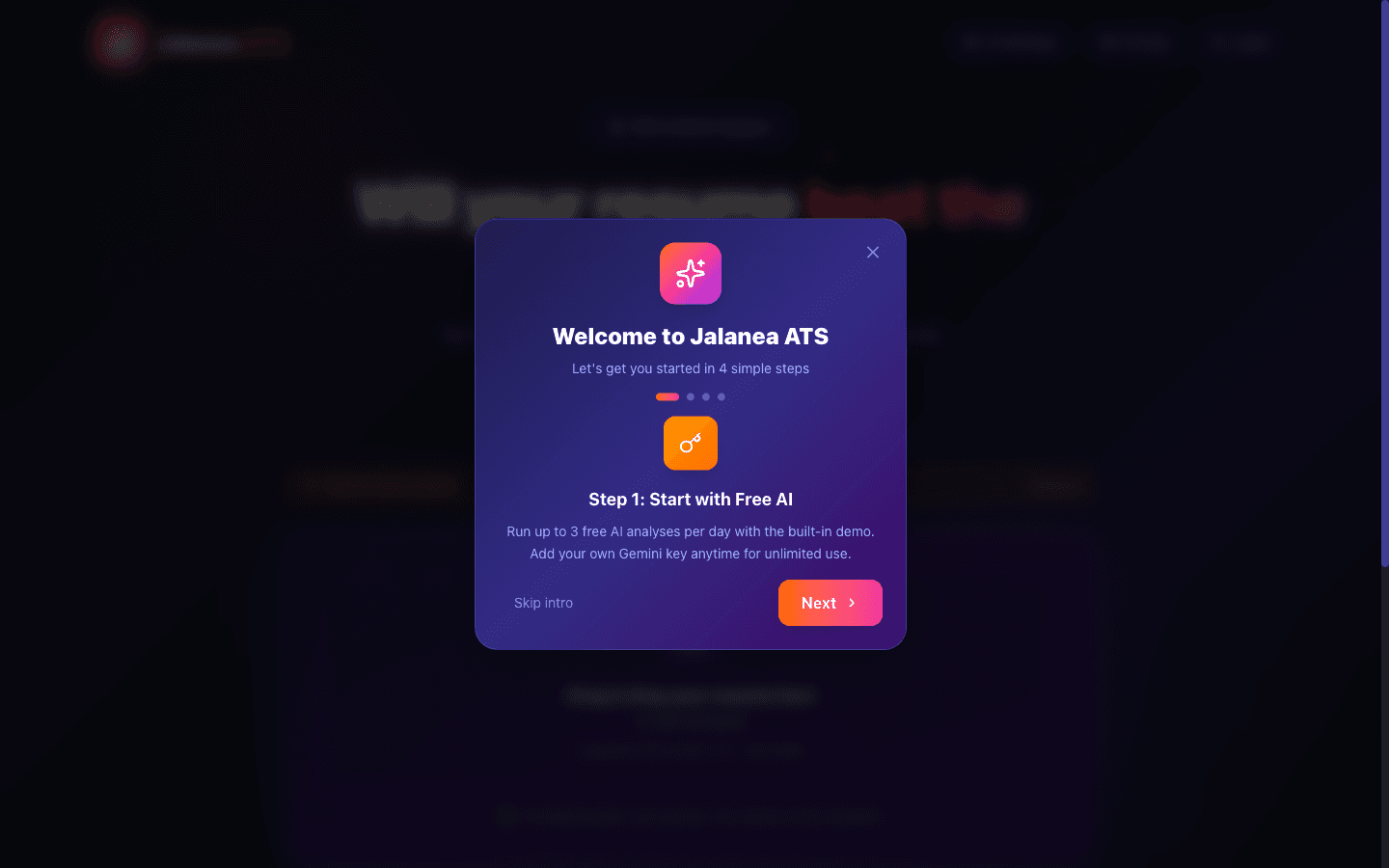 ATS analyzer homepage with upload dropzone and privacy positioning