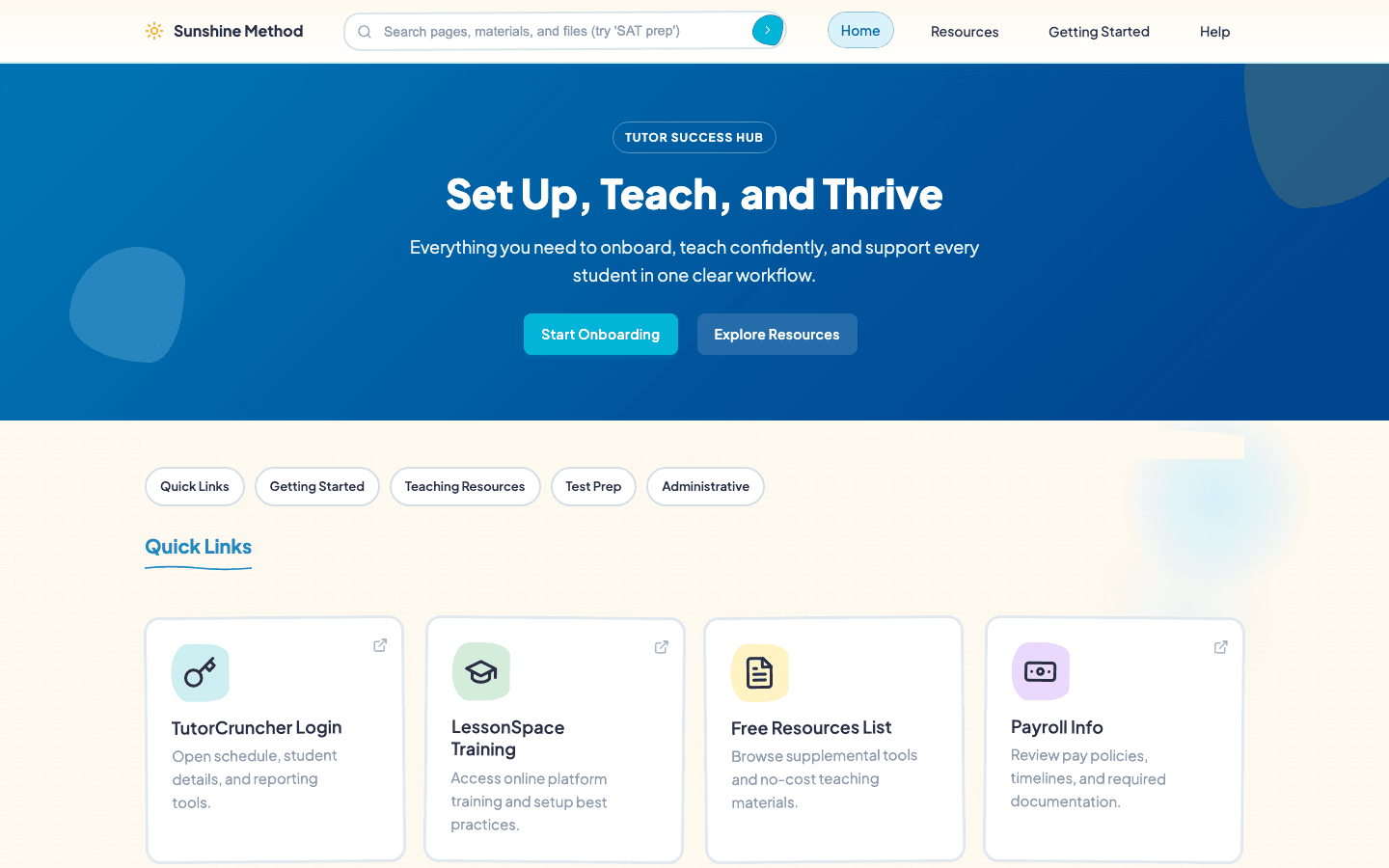 Sunshine Method landing view