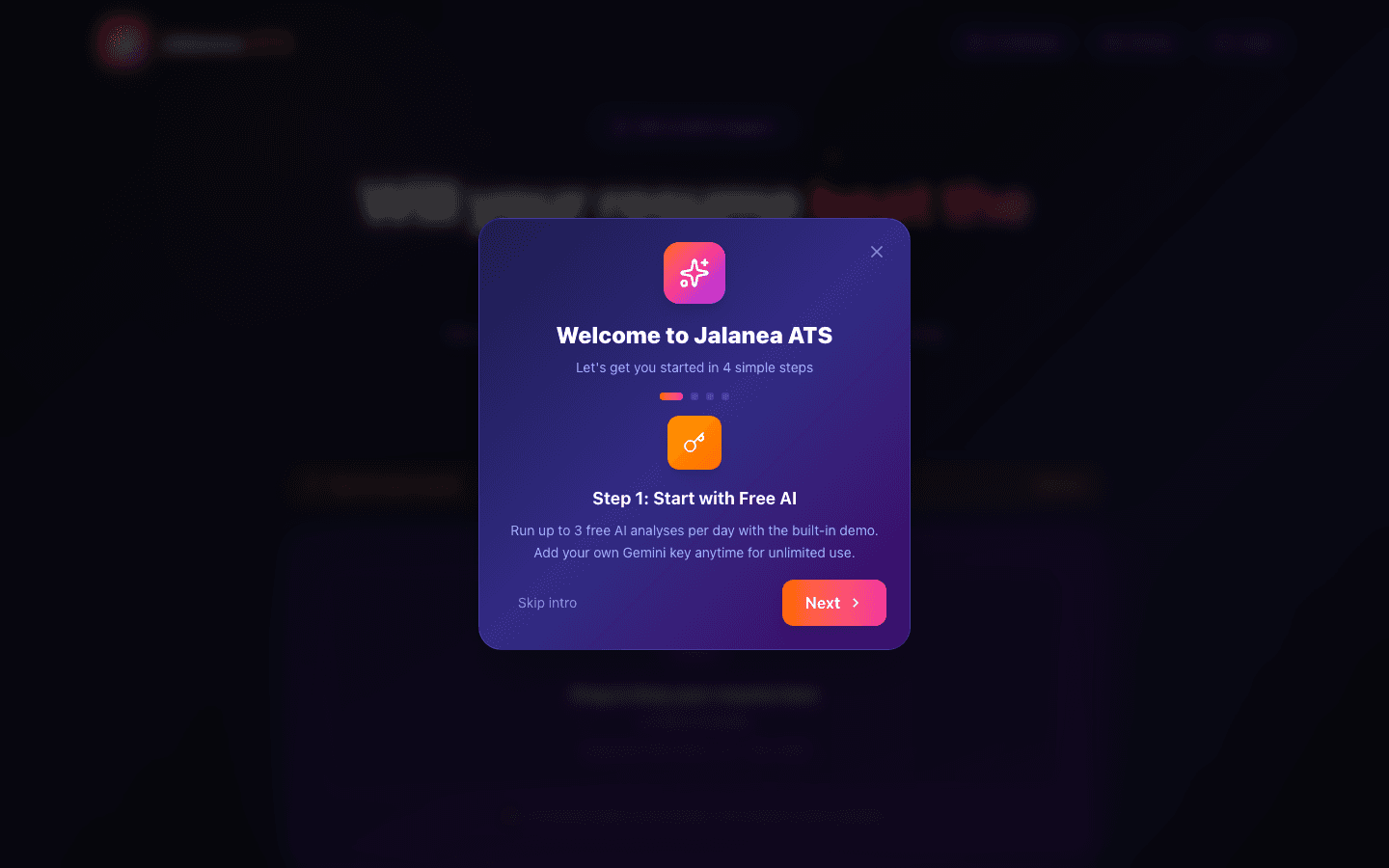 ATS Job Application Analyzer showing resume review results